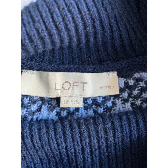 Loft Navy/White/Light Blue Long Sleeve Cowl Neck Fair Isle Sweater Size LP - Picture 5 of 8